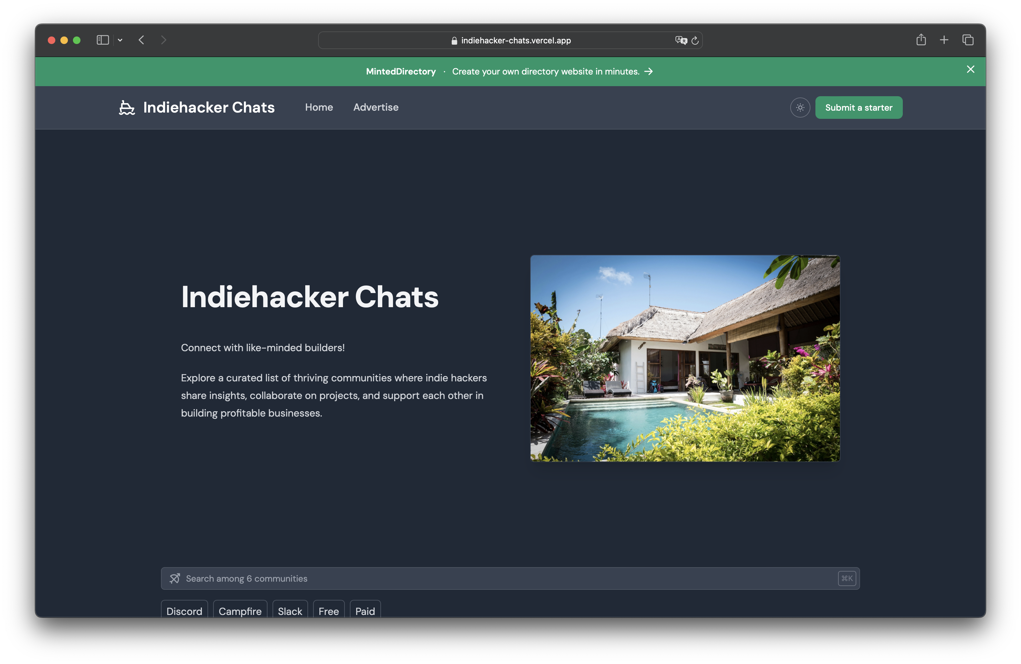 indiehacker chats directory website